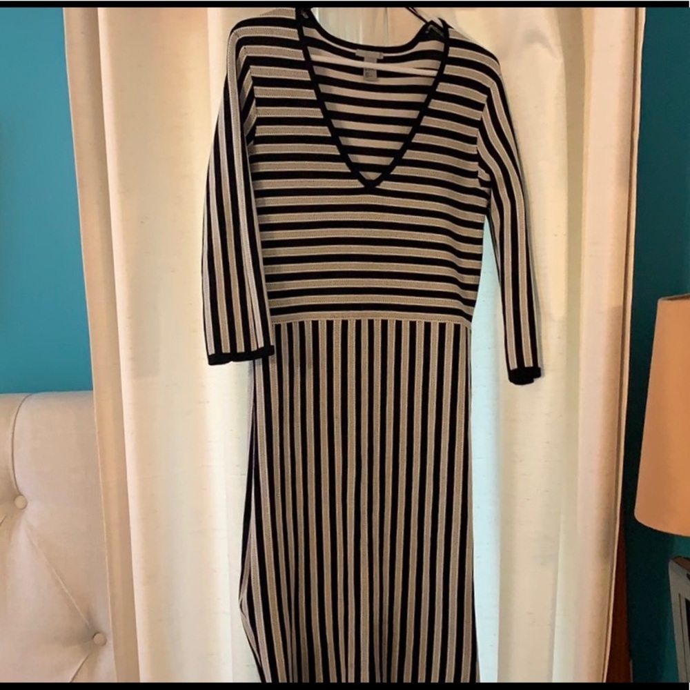 Black and white striped dress